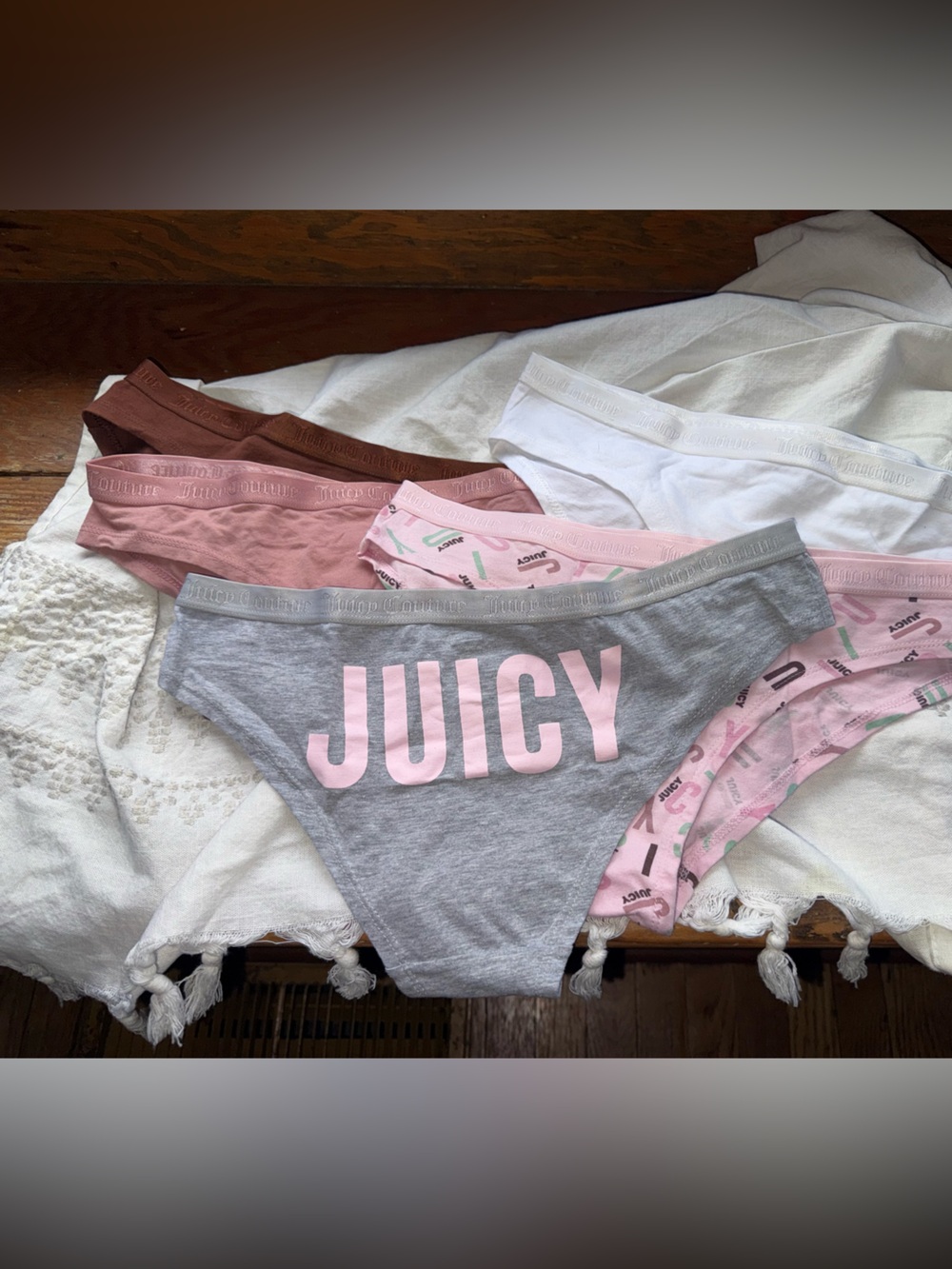 Juicy Couture Cotton Bikini Panty - Grey & Pink Mix